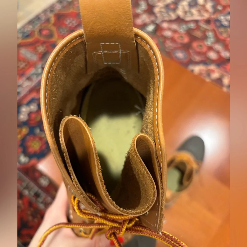 L.L. Bean Men's Tan and Brown Rain Boots/Duck Boots, 8” tall, size 11 M